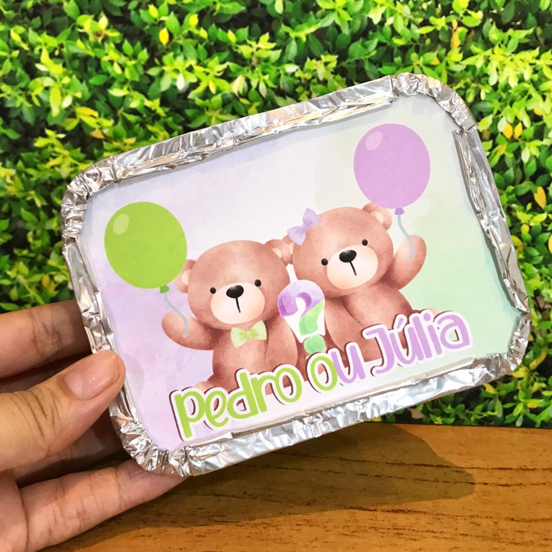 Marmita personalizada chá revelação verde e lilás / personalizados / kit marmita / lembrancinhas de aniversário