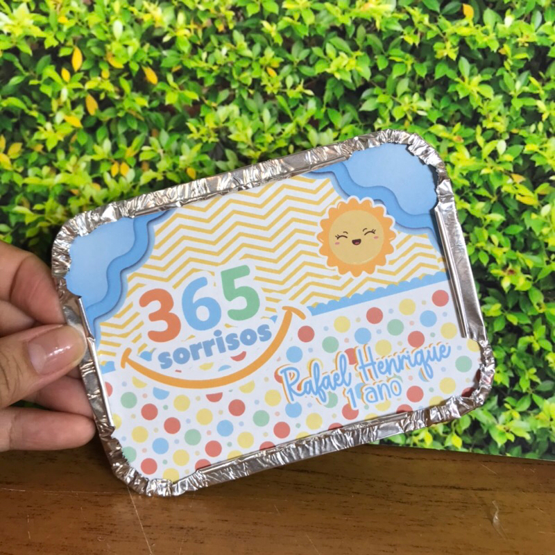 Marmita personalizada 365 Sorrisos azul / personalizados / kit marmita / lembrancinhas de aniversário / marmitinha