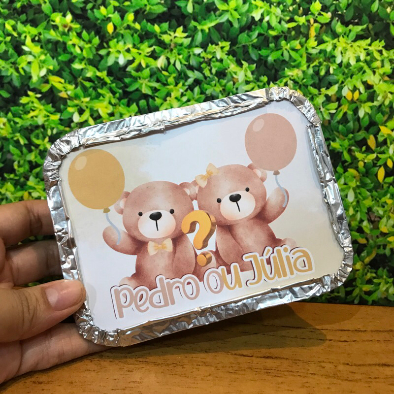 Marmita personalizada chá revelação bege / clean / personalizados / kit marmita / lembrancinhas de aniversário