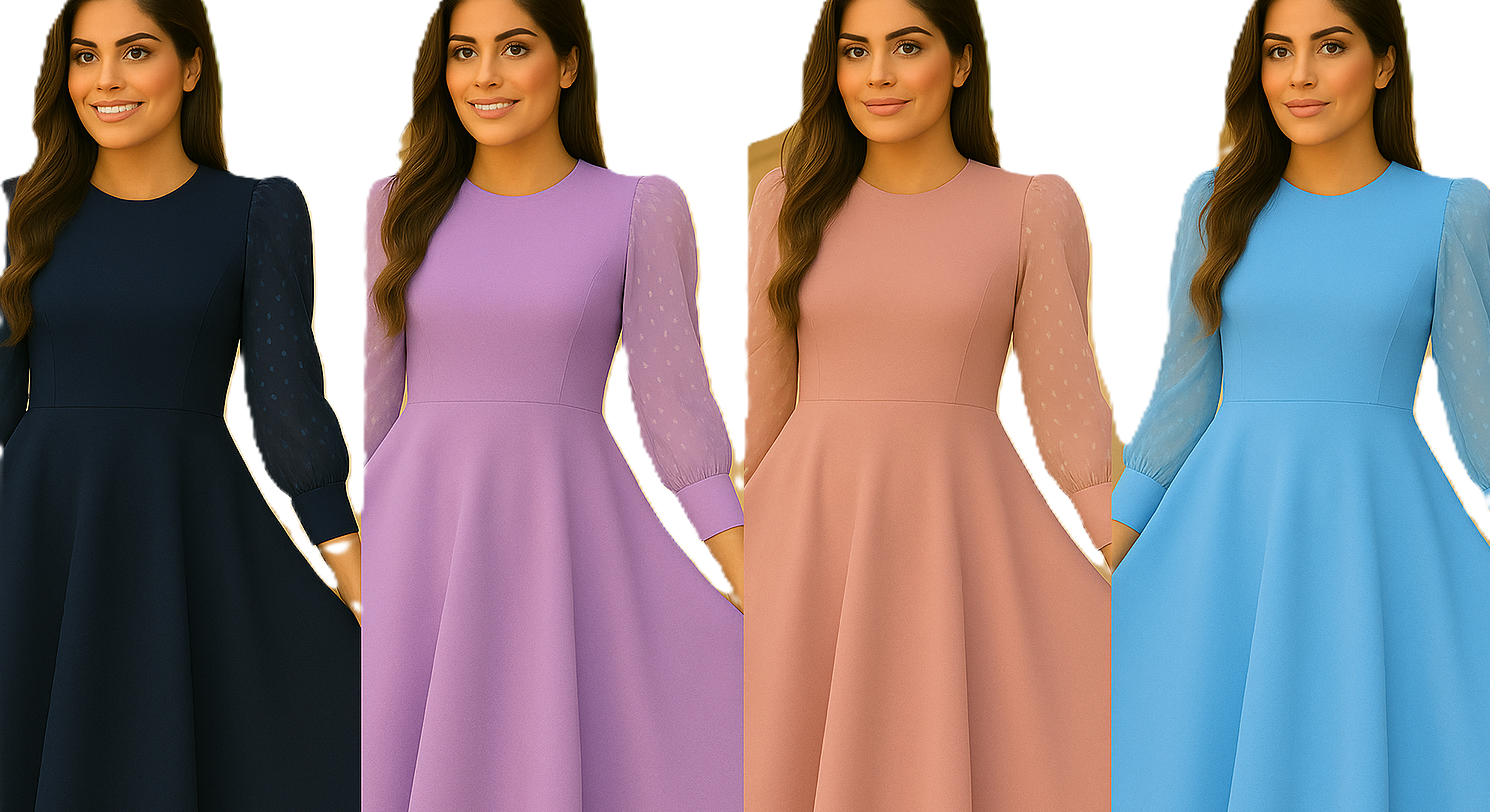 VESTIDO AZUL MODA EVANGÉLICA PLUS SIZE MIDI GODÊ MANGA TULE PRINCESA FARDAMENTOS EVANGÉLICOS