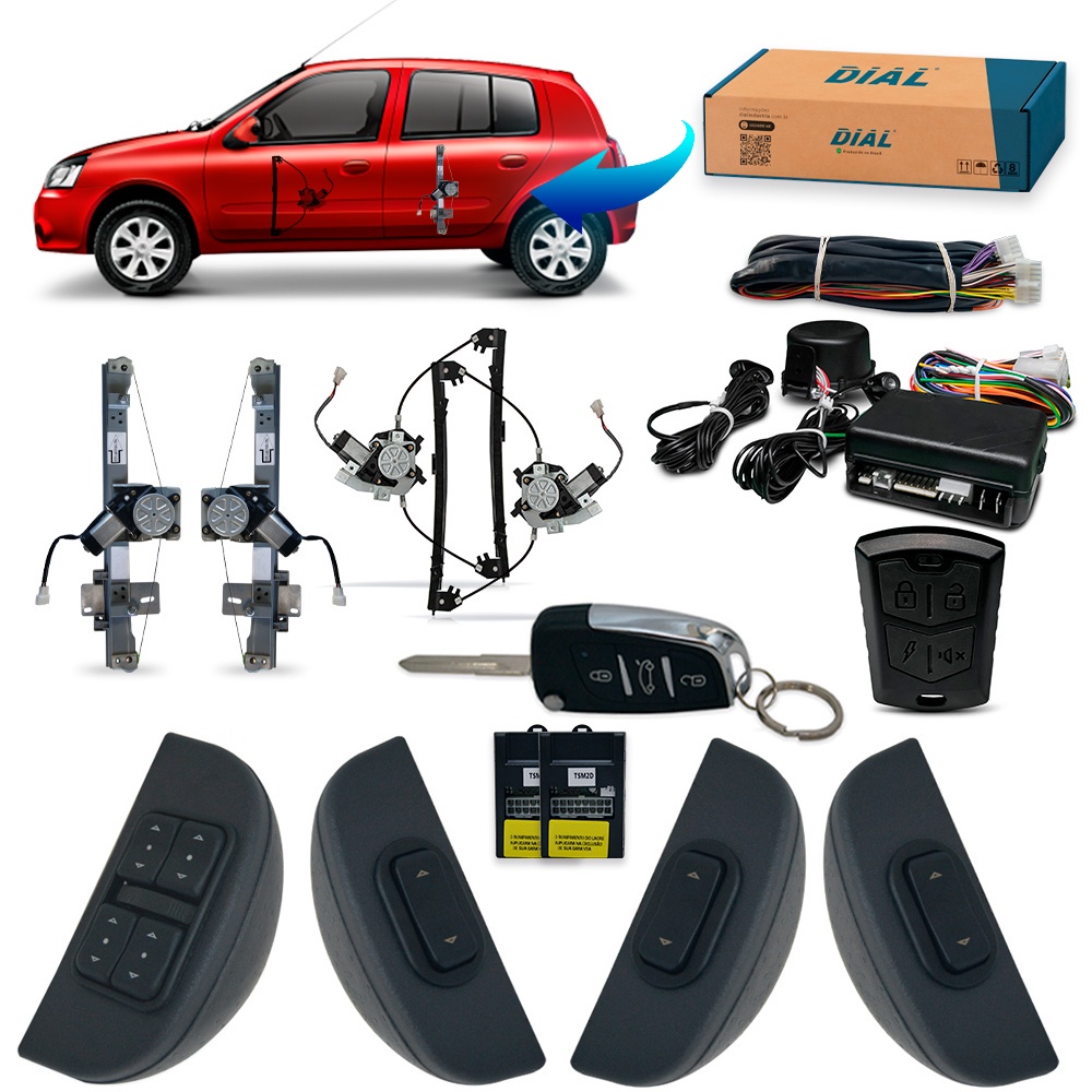 Kit Vidro Elétrico Clio 4 Portas +alarme C/chave