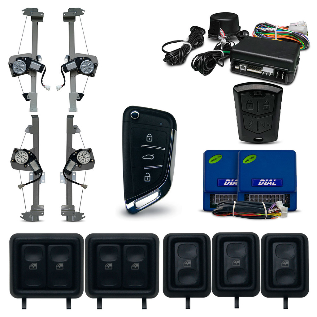 Kit Vidro Elétrico + alarme Canivete Voyage Argentino 4 Portas