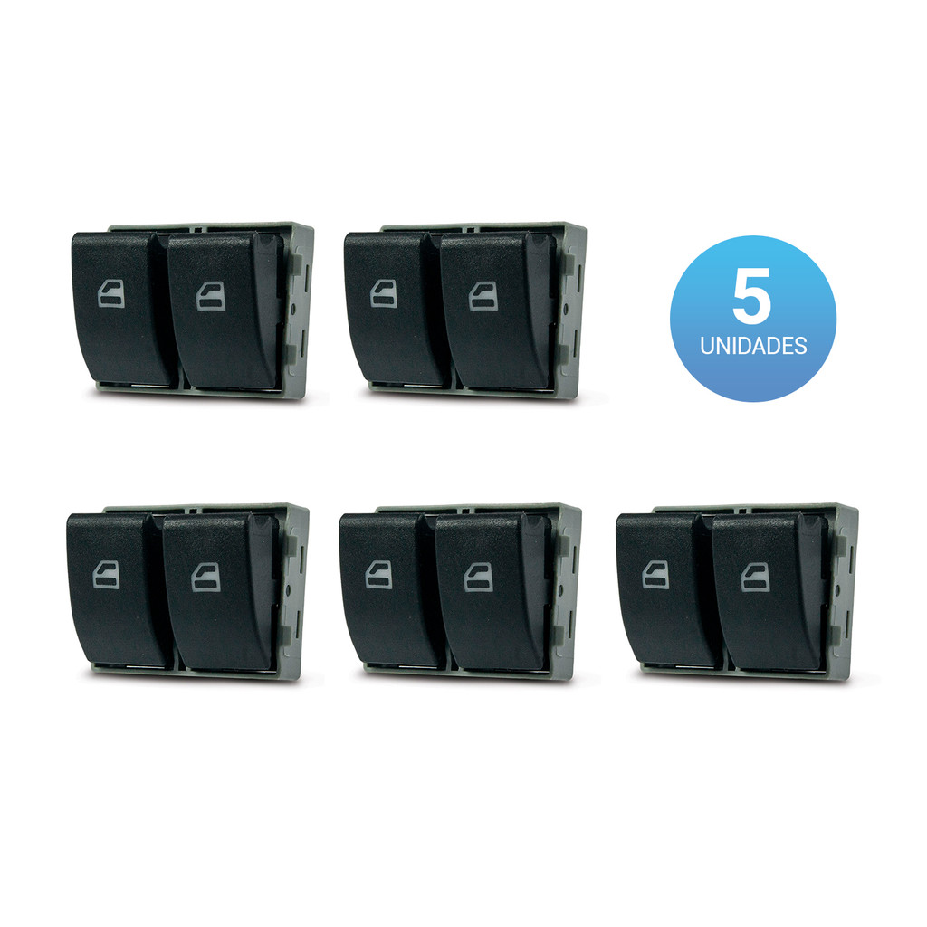 5-botao De Vidro Eletrico Fox Gol G4 G5 G6 Duplo 2 estágios fundo preto