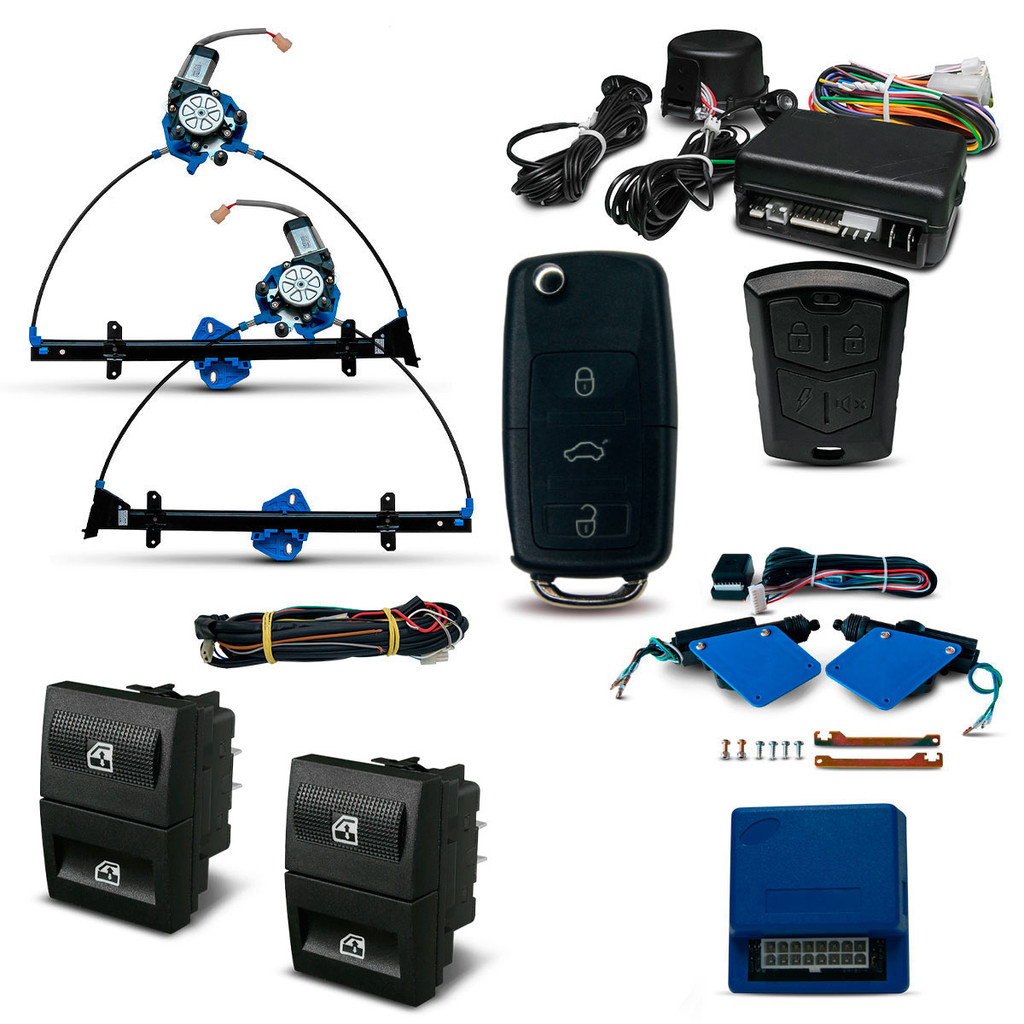 Kit Vidro Eletrico Gol G3 2 Portas (1999-2005) Trava + Alarme Com Chave