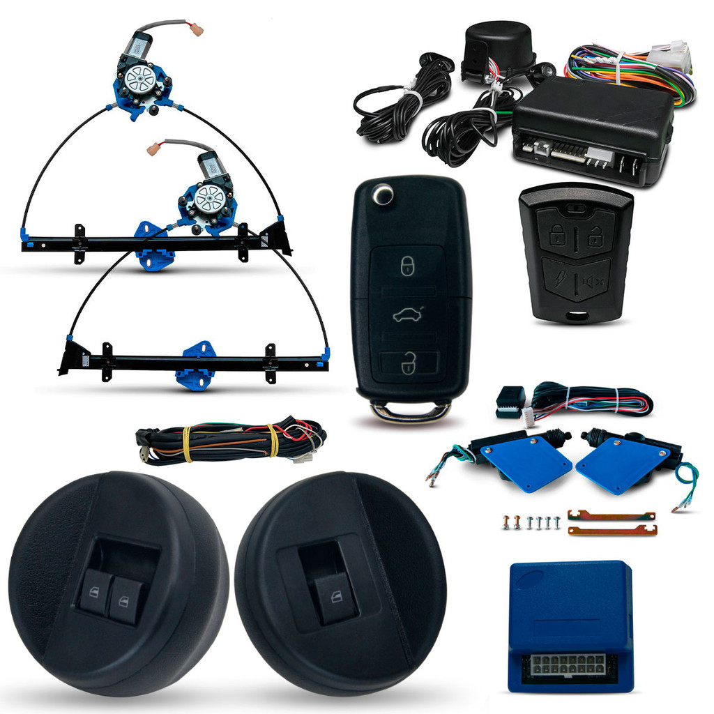 Kit Vidro Elétrico Gol G4 2 Portas + Trava + Alarme e Chave