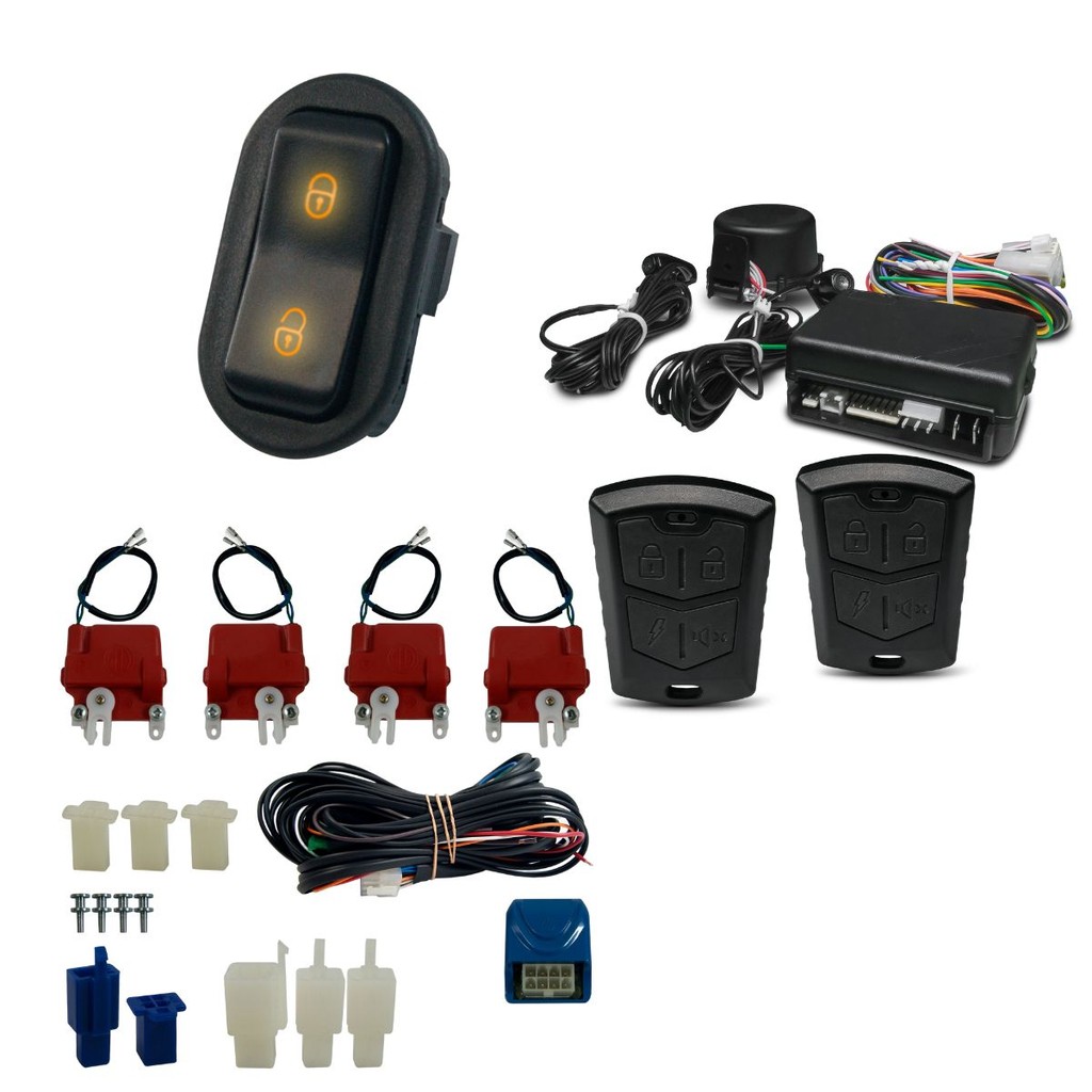 Kit Trava Eletrica TOR + Alarme LED Ambar 4 Portas