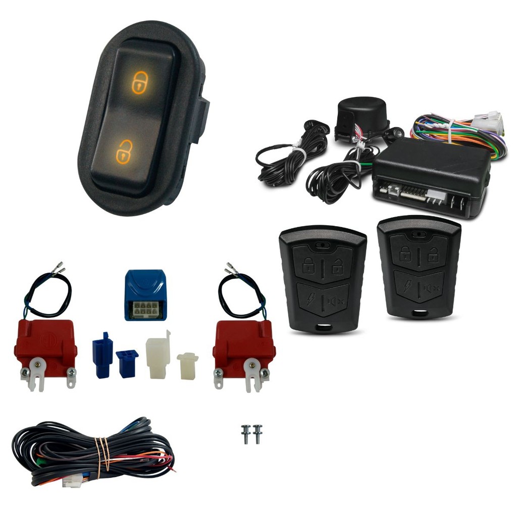 Kit Trava Eletrica TOR + Alarme LED Ambar 2 portas