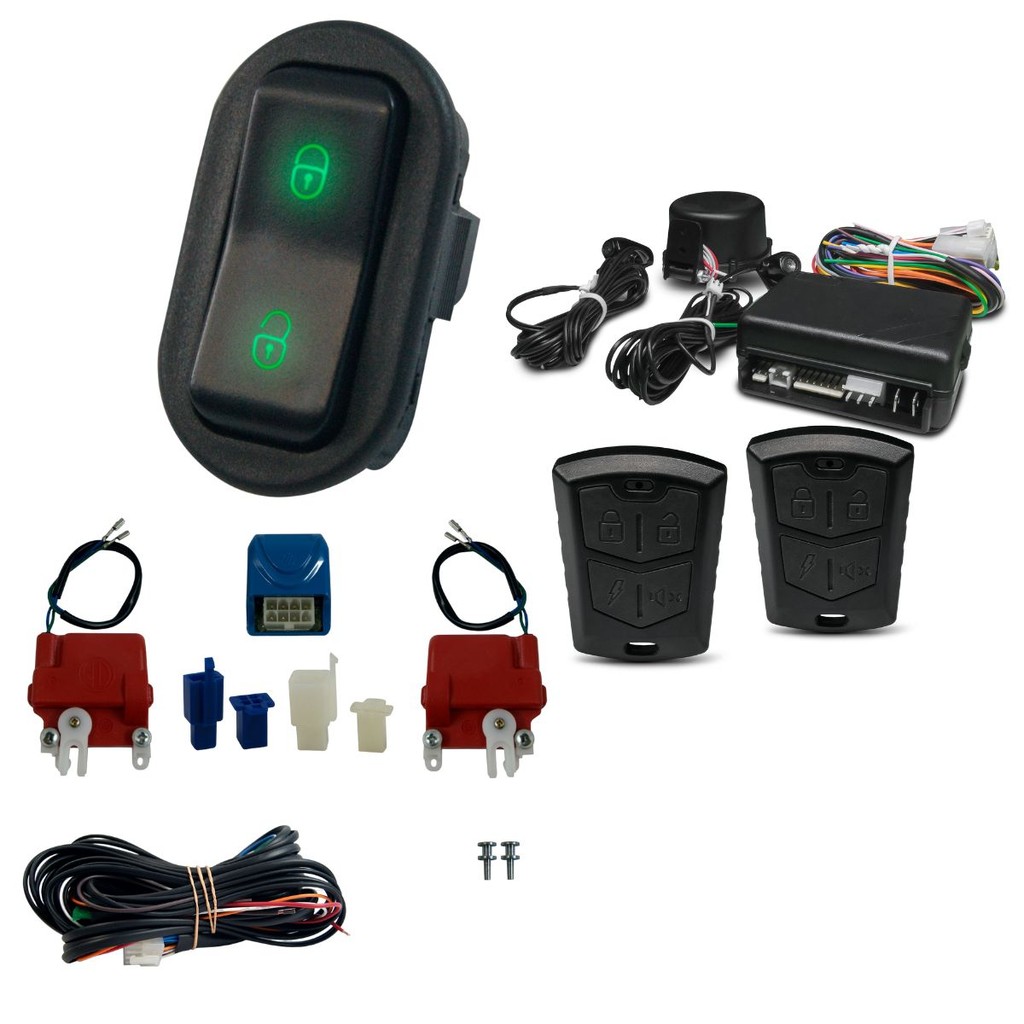 Kit Trava Eletrica TOR + Alarme LED verde 2 portas