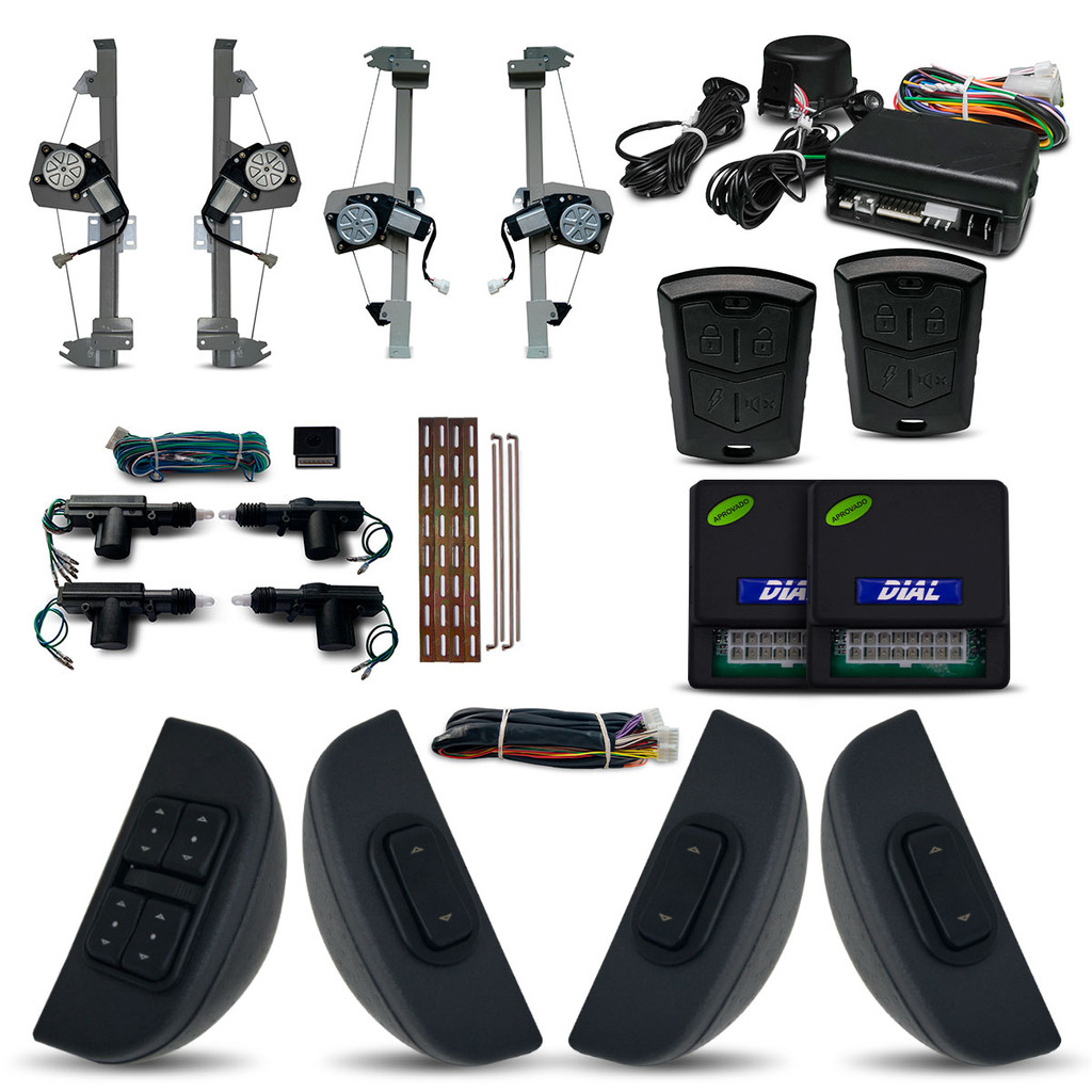 Kit Vidro Elétrico Trava + Alarme Voyage Argentino 4 Portas