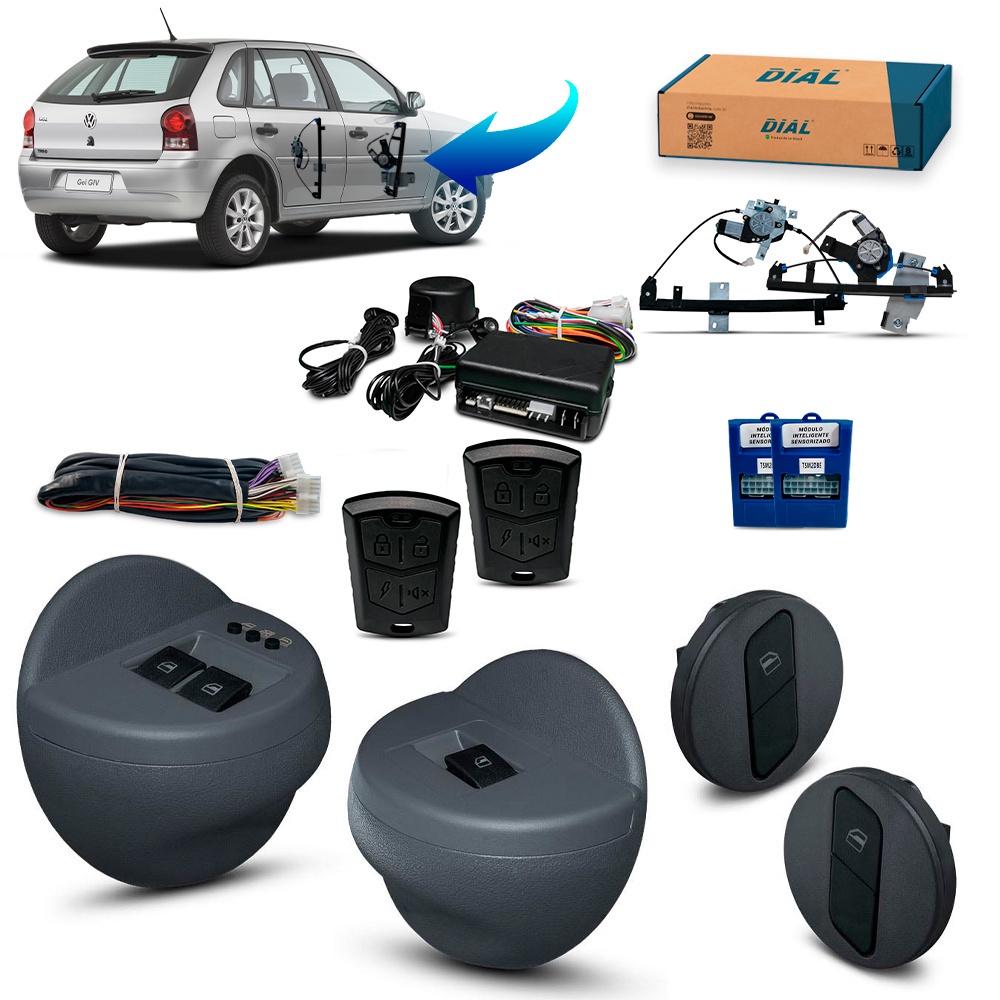 Kit Vidro Elétrico+alarme Gol G4 Parati 4p Completo Cinza