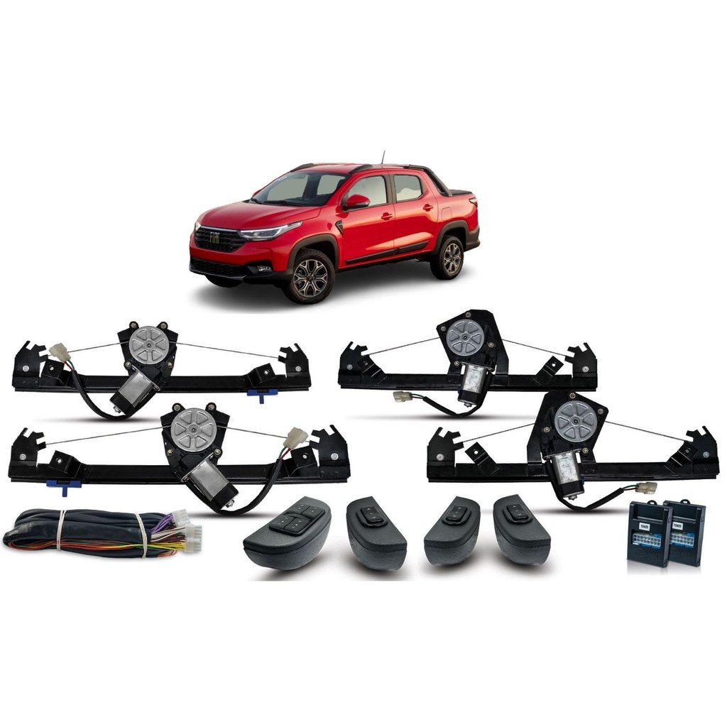 Kit Vidro Eletrico Nova Strada (2020/2025) cabine dupla 4 Portas completo Inteligente