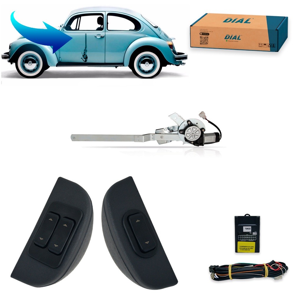 Kit Vidro Elétrico Fusca Vw Com Ventarola  Quebra vento Inteligente