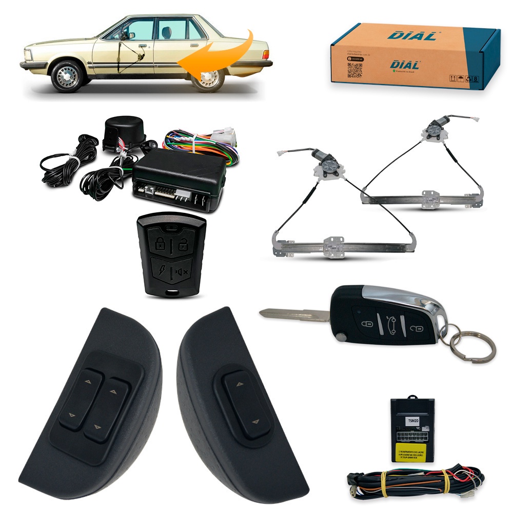 Kit Vidro Elétrico + Alarme Canivete Pampa (81/) Inteligente