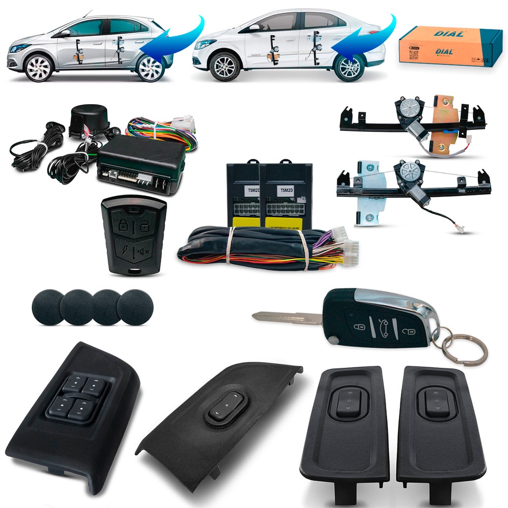 Kit Vidro Elétrico+alarme Canivete Onix 4 Portas Completo