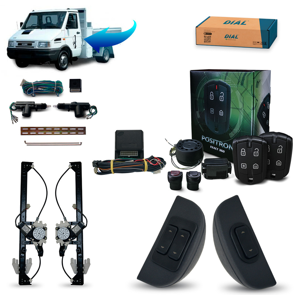 Kit Vidro Eletrico + Trava e Alarme Positron Iveco Daily (1999/2007)
