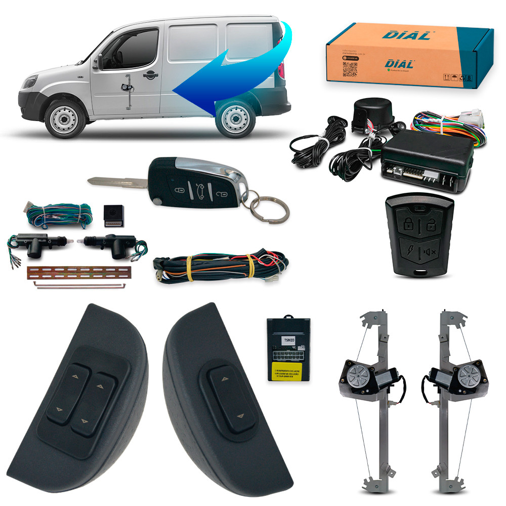 Kit Vidro Eletrico Fiat Doblo Cargo + Trava Alarme Canivete