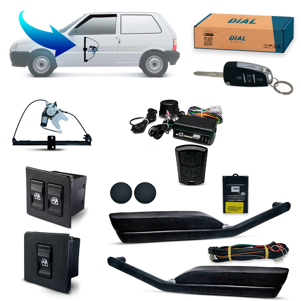 Kit Vidro Eletrico + Alarme c/Canivete Uno 2P (85/03) Inteligente