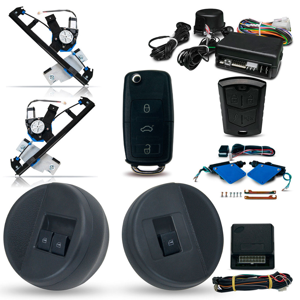 Kit Vidro Eletrico Saveiro G4 + Trava + Alarme com Chave