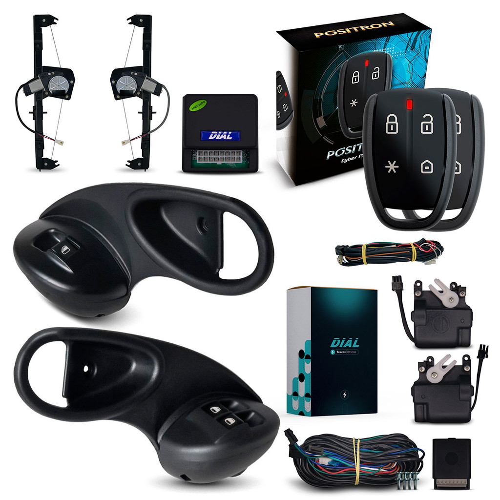 Kit Vidro Elétrico Palio 2 Portas Strada + Trava + Alarme Positron PX360