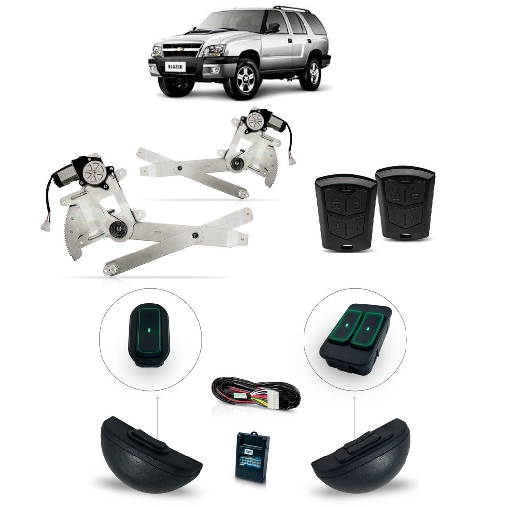 Kit Vidro Elétrico+alarme S-10 (96/11) 2/4p Diant Verde