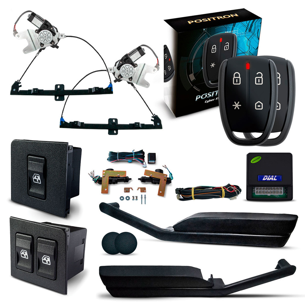 Kit Vidro Elétrico + Trava e Alarme Positron Uno 2 Portas (1985/2003) Inteligente FX360