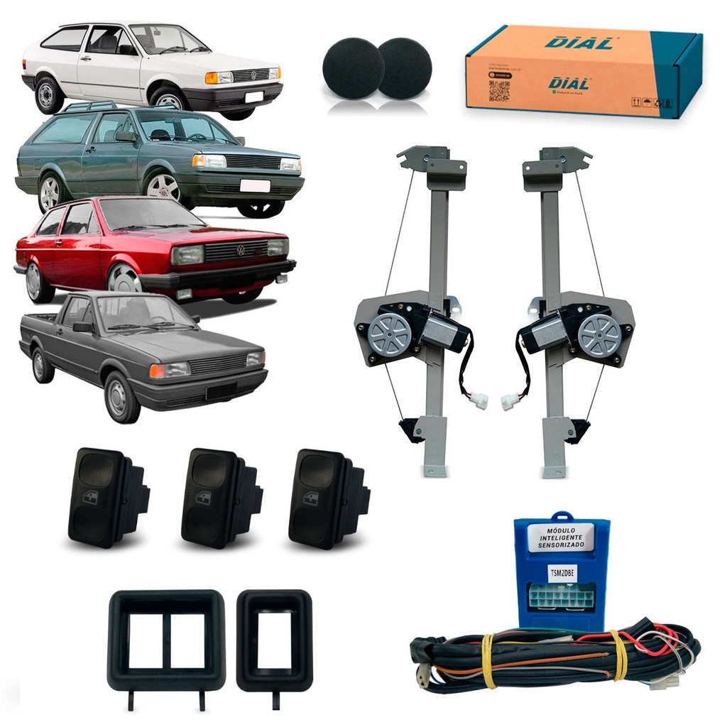 Kit Vidro Elétrico Gol Quadrado Botão nas Portas GTS E GTI Inteligente