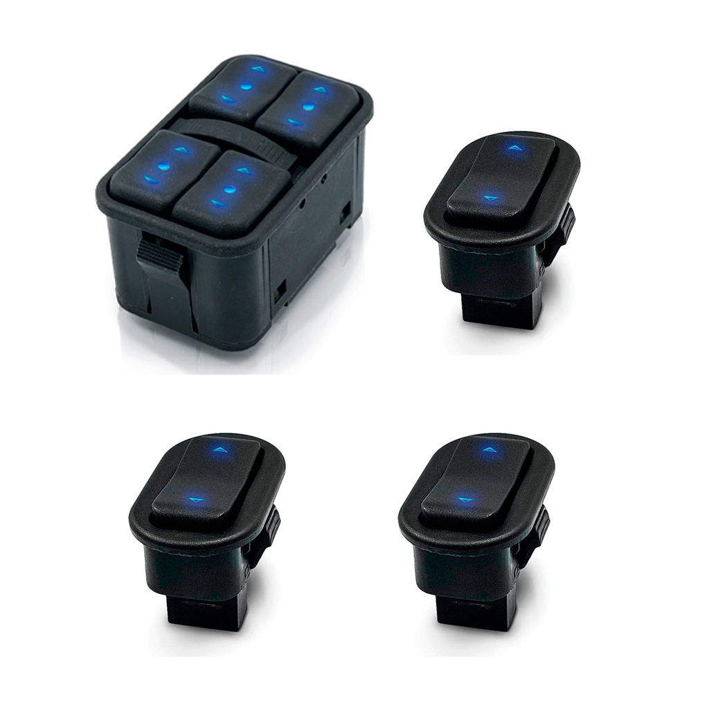 Par de Interruptores Celta Agile Quadruplo E Simples Led Azul 4 Portas