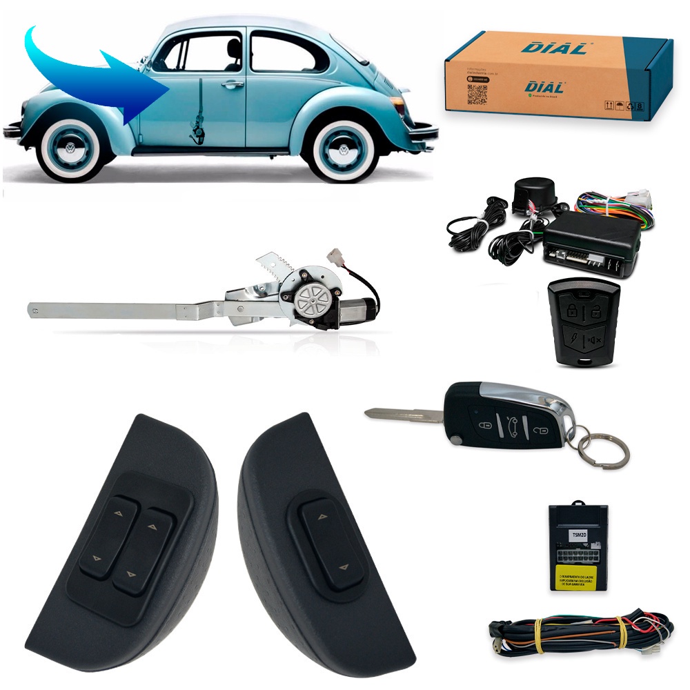 Kit Vidro Elétrico+alarme Canivete Fusca C/ventarola