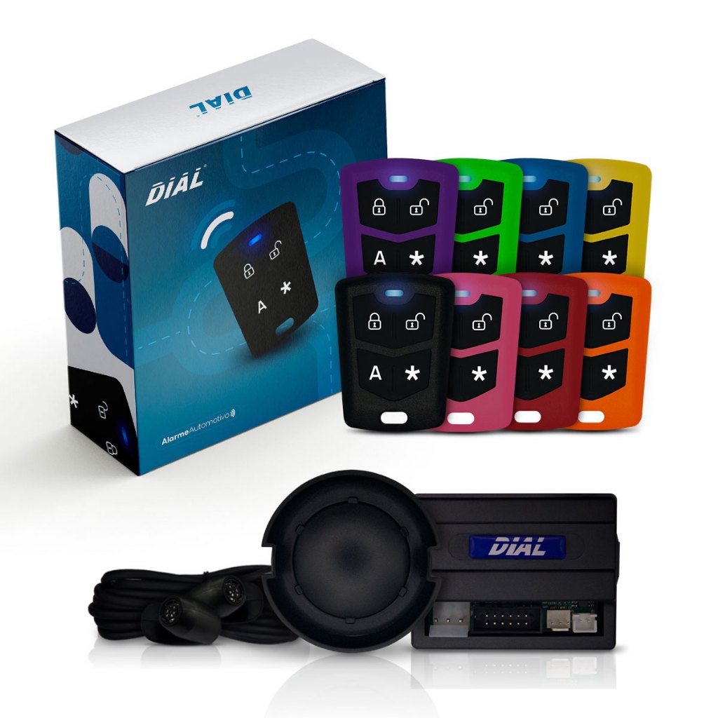 Alarme Carro Automotivo Universal Dial + Sirene + 2 controles Colorido