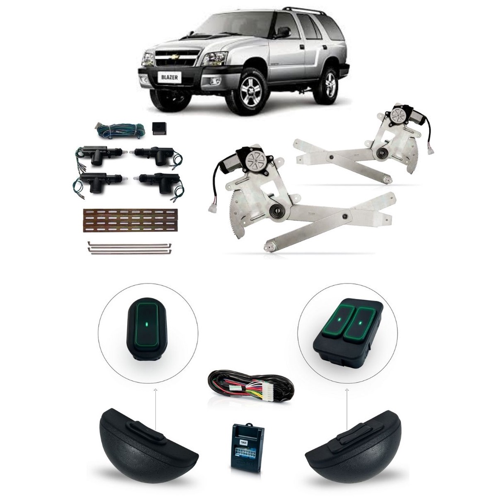 Kit Vidro Eletrico + Trava S10 Blazer Dianteiro /11 Ultraled Verde