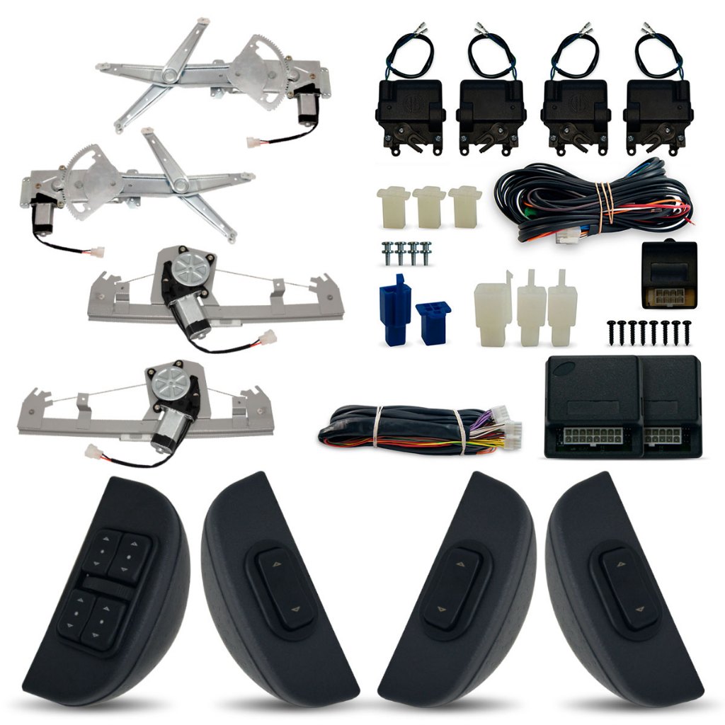 Kit Vidro Eletrico + Trava Eletrica Celta ( 2002/2015) / Prisma (2006/2012) 4 Portas Completo Inteligente