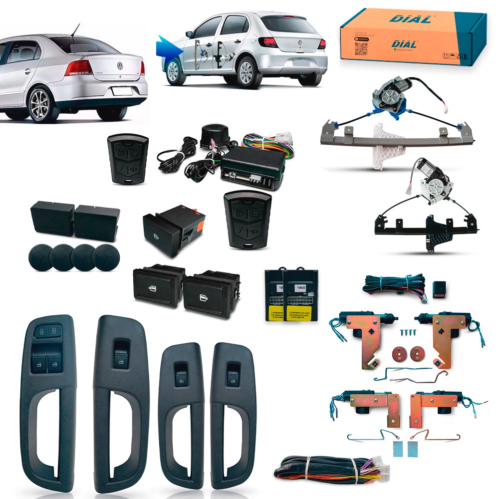 Kit Vidro Elétrico + Trava + Alarme Gol / Voyage G5 4 Portas Completo Inteligente (2008 a 2011)
