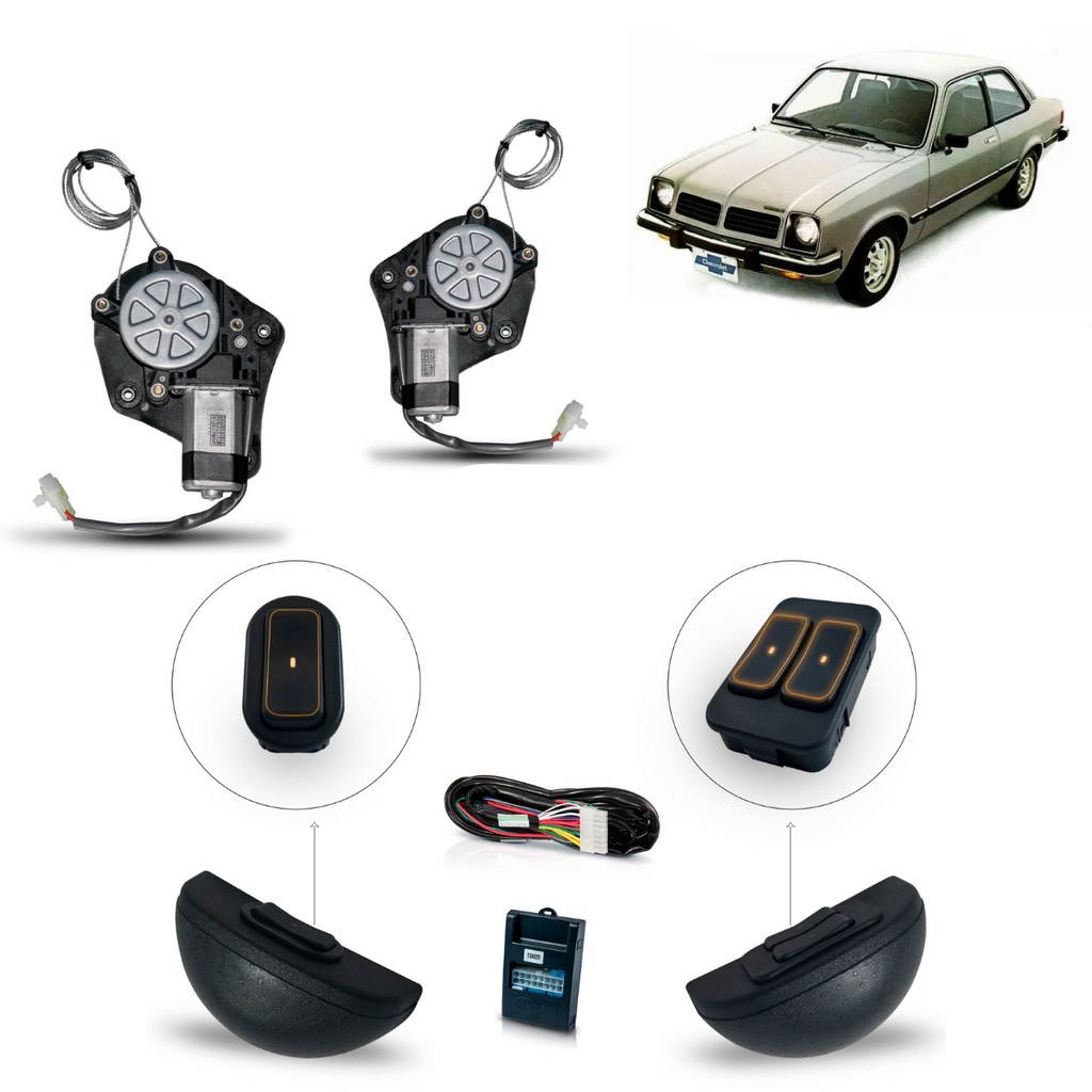 Kit Vidro Eletrico Chevette/Pick-up Chevy/Marajó Inteligente (1974-1993) Botão UltraLED
