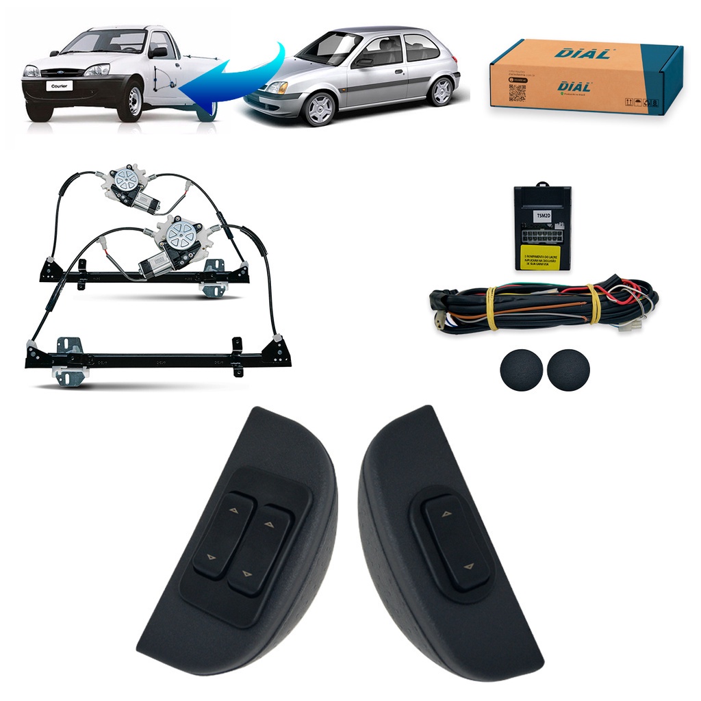 Kit Vidro Eletrico Fiesta 2P ( 96 / 03 ) / Pick up Courier ( 97 / 13 ) Inteligente