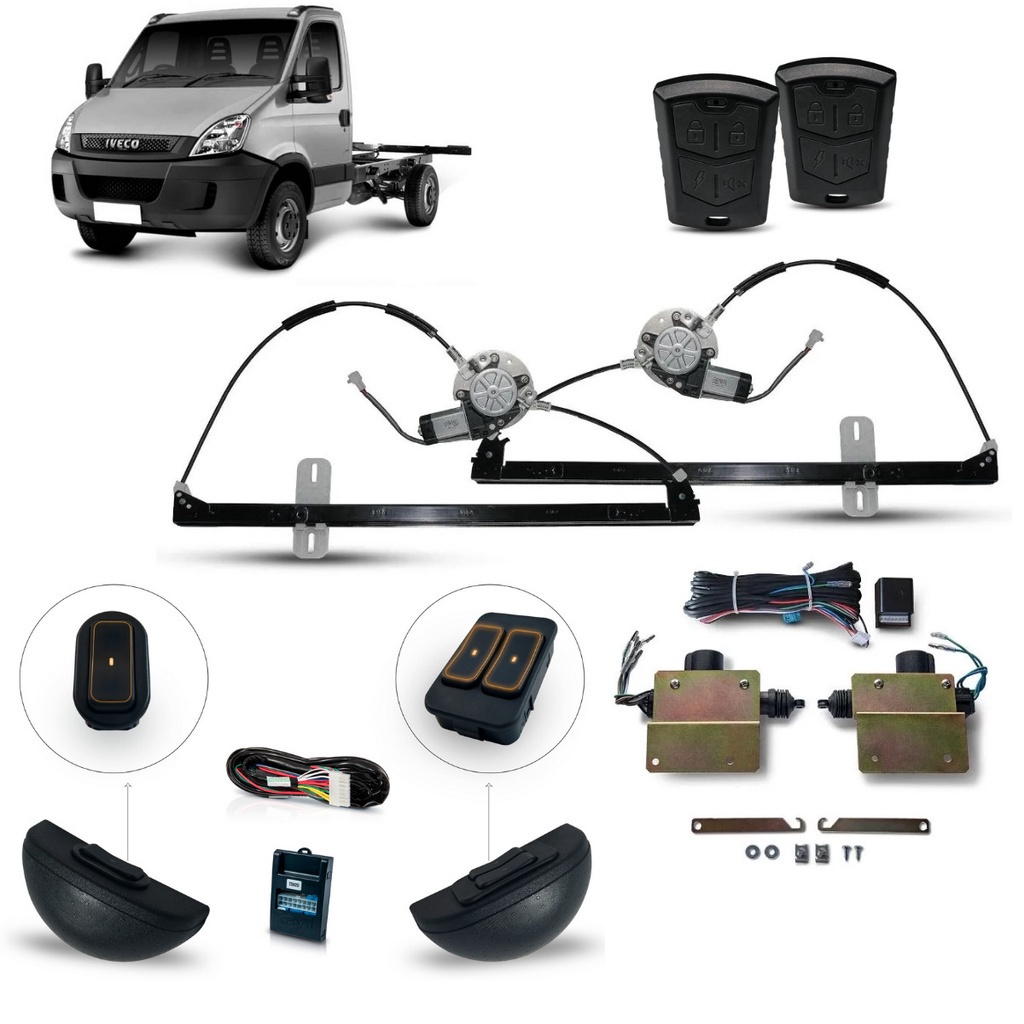 Kit Vidro Elétrico + Trava + Alarme Iveco Daily 35 A 14 Ultraled