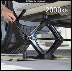 Macaco Sanfona de Carro Suporta 2 Toneladas 2000 kgs Jacaré Universal Original para Troca de Pneu
