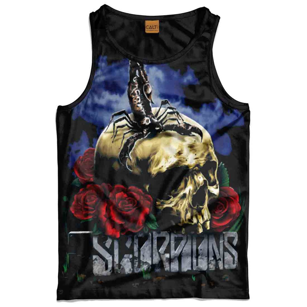 Regata Scorpions estilo banda rock caveira estampada