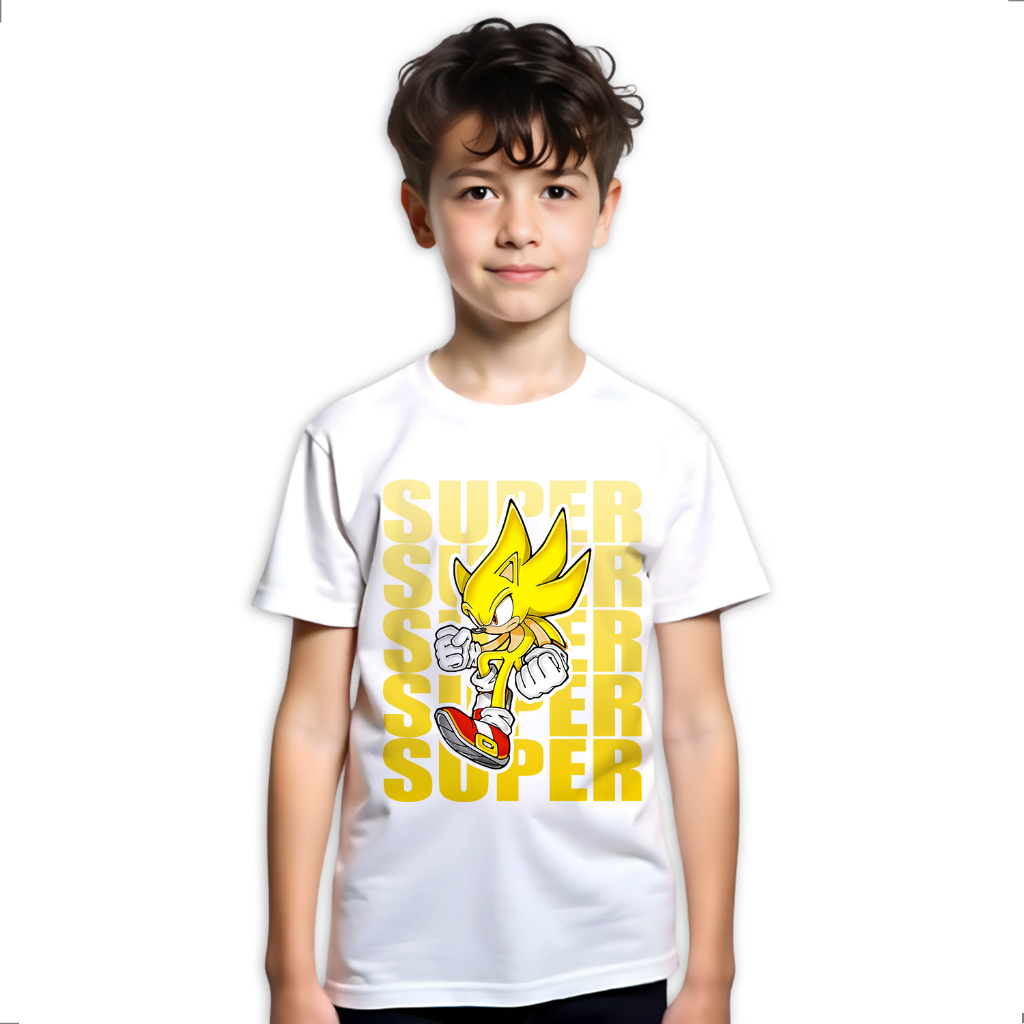 Camiseta Infantil Super Sonic Filme Hedgehog Sonic Lk-061