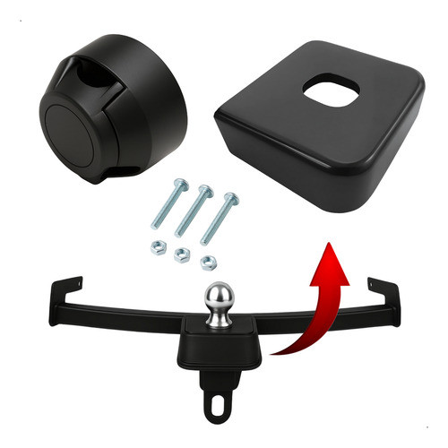 Kit De Tomada 6 Polos De Engate + Chapa Preta  Cores Preto