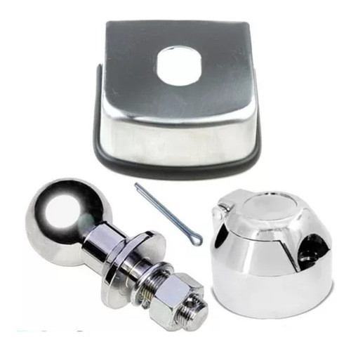 Kit Instalação Engate Bola 50mm Tomada Capa Inox 75mm Aço