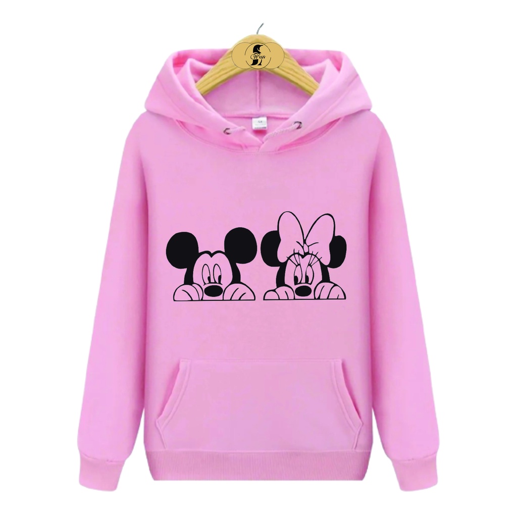 Blusa de moletom modelo canguru Mickey e Minnie