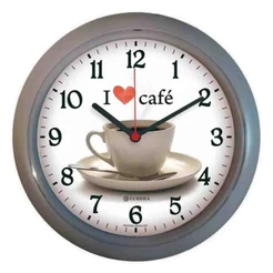 Relógio De Parede Eurora Cozinha Café Cinza 6586