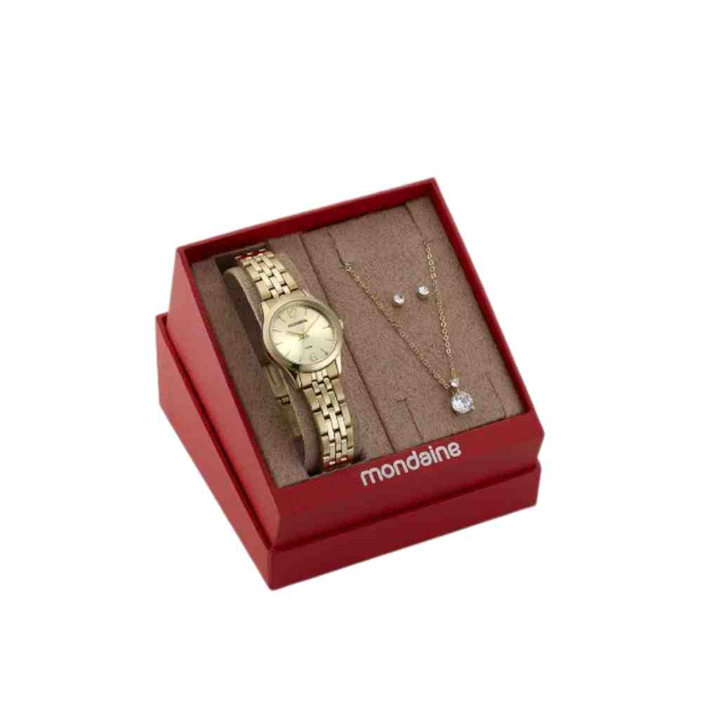 Kit Relógio Mondaine Dourado Feminino 32606LPMKDE1K1 em Oferta na Shopee