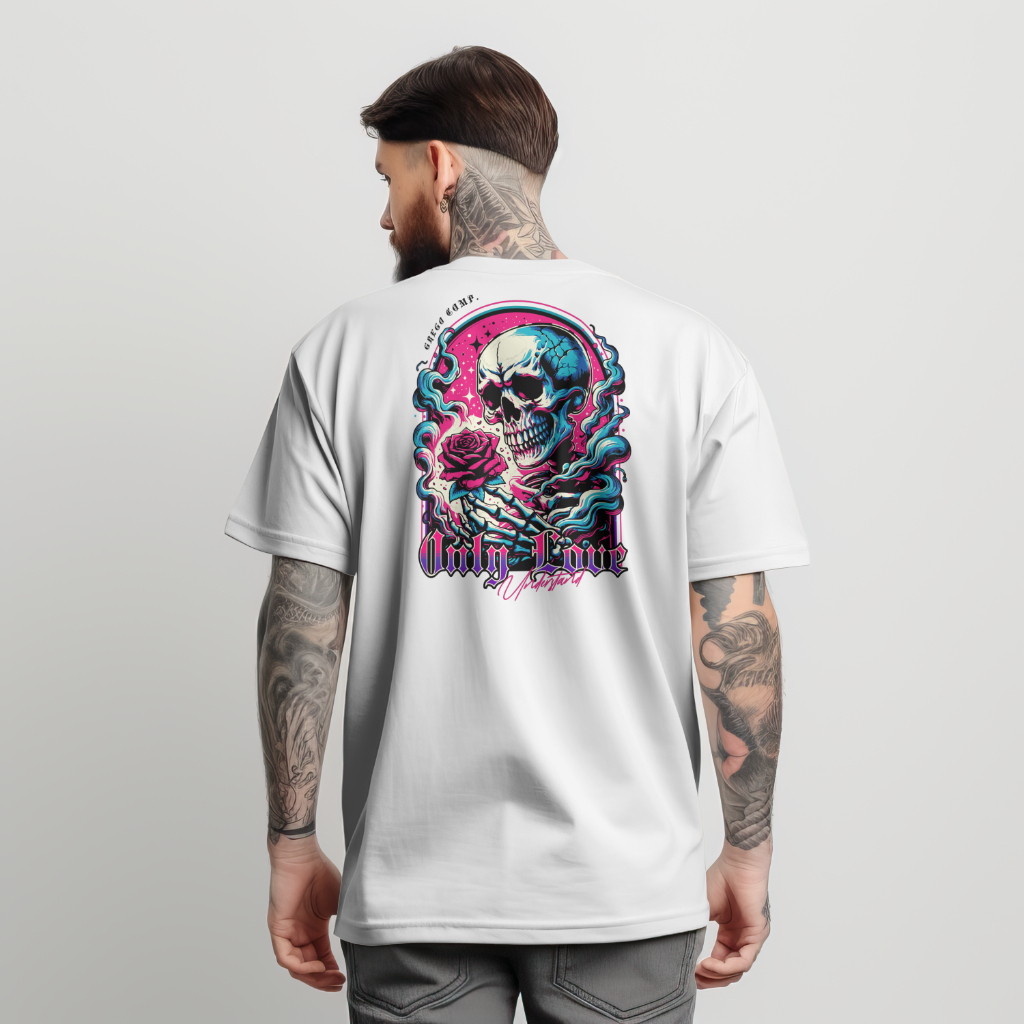 Camiseta Básica Estampa Caveira 100% Algodão Moda Masculina Malha Reforçada Confortável