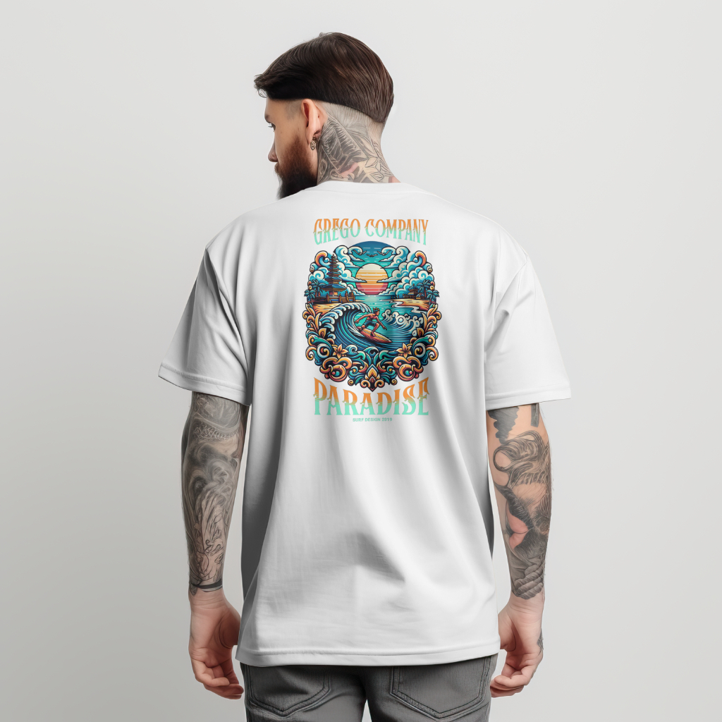 Camiseta Estampada Paradise Personalizada 100% Algodão Moda Masculina Malha Confortável Reforçada