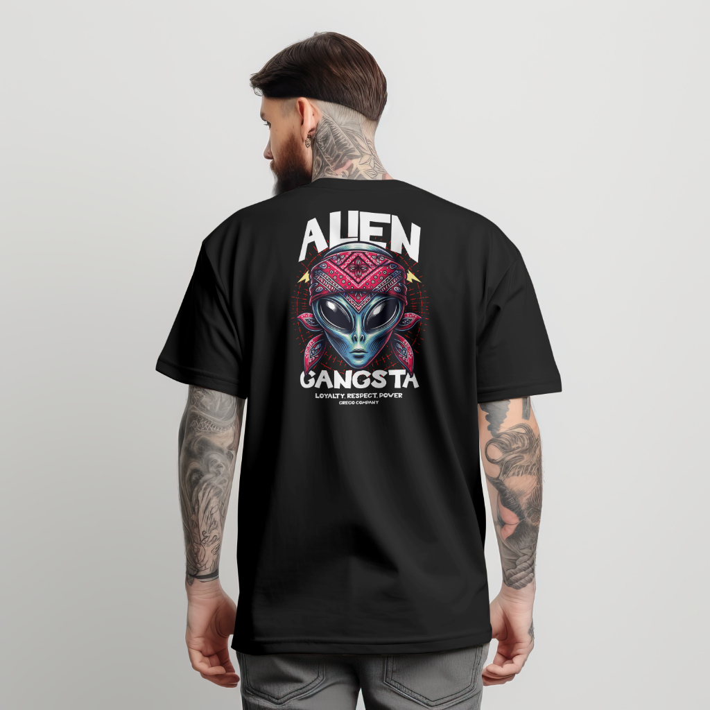 Camiseta Allien Extraterrestre Gangster Estampada 100% Algodão Moda Masculina Malha Resistente