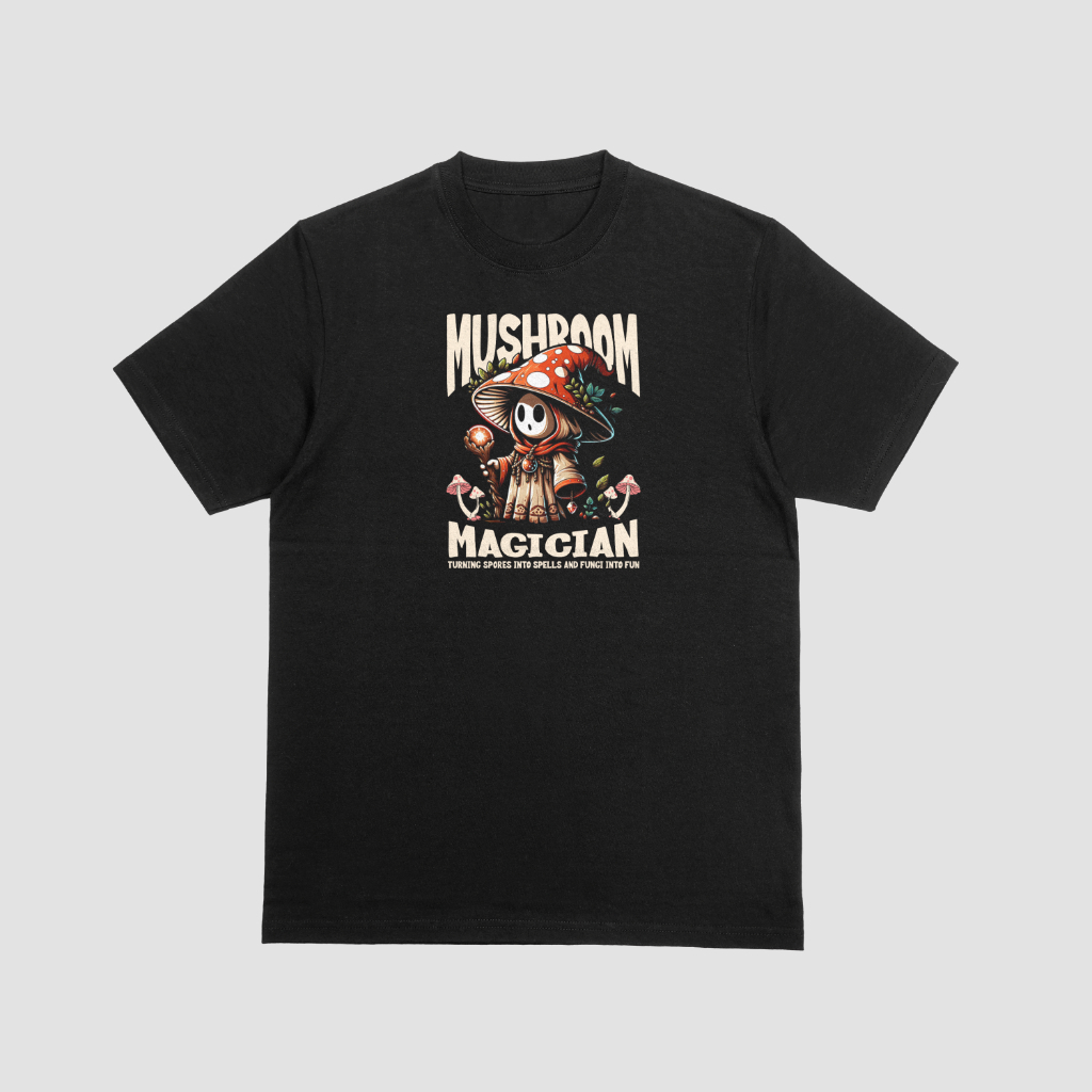 Camiseta Plus Size Mushroom Magician G1 G2 G3 100% Algodão Moda Masculina Street Malha Resistente