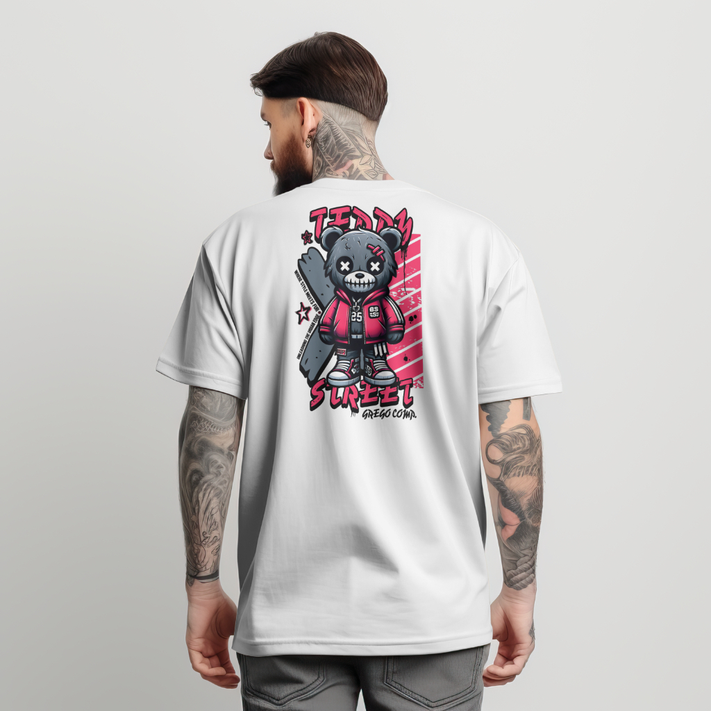 Camiseta Teddy Haunted T-shirt Urso Street 100% Algodão Moda Masculina