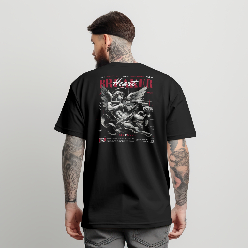 Camiseta Street Coração 100% Algodão Street Estampada Moda Masculina Malha Reforçada Confortável