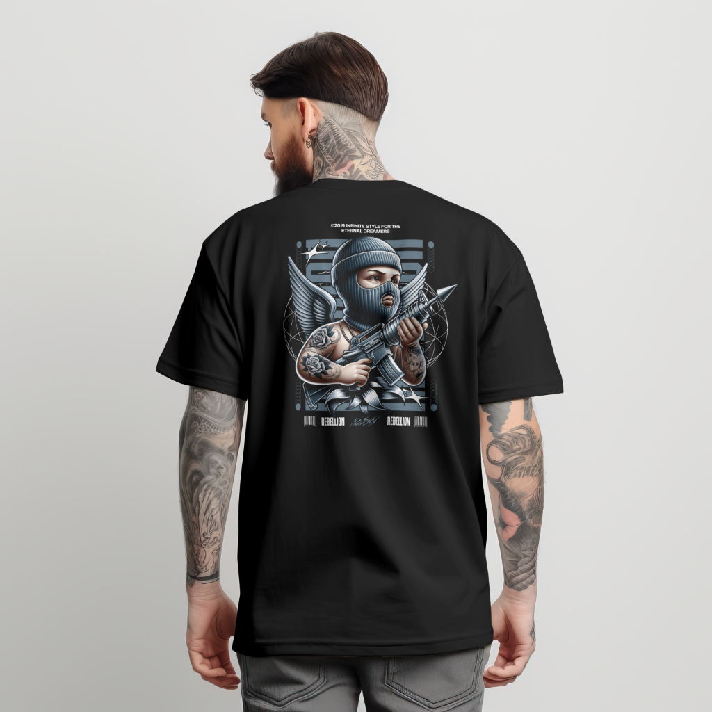 Camiseta Street Estampada 100% Algodão Grafite Rebelião Moda Masculina Malha Resistente Confortável